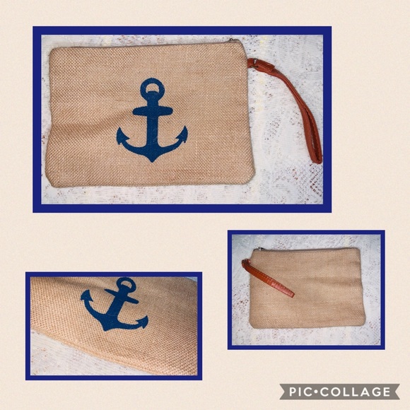 Accessories - •Nautical Burlap Zipper Pouch•